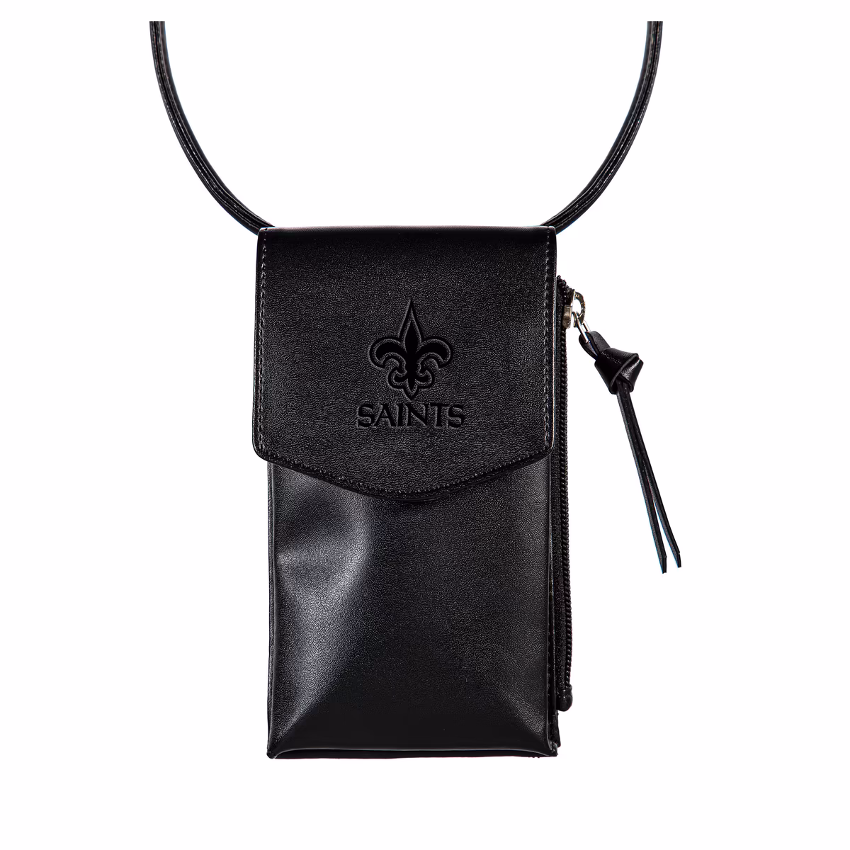 Black New Orleans Saints Hybrid Leather Crossbody Cell Phone Wallet 1 Black New Orleans Saints Hybrid Leather Crossbody Cell Phone Wallet