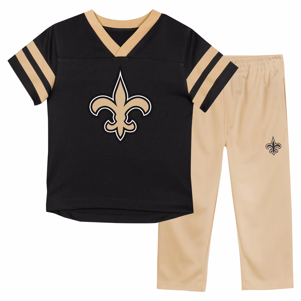 Toddler Outerstuff Black/Vegas Gold New Orleans Saints Red Zone V-Neck T-Shirt & Pants Set