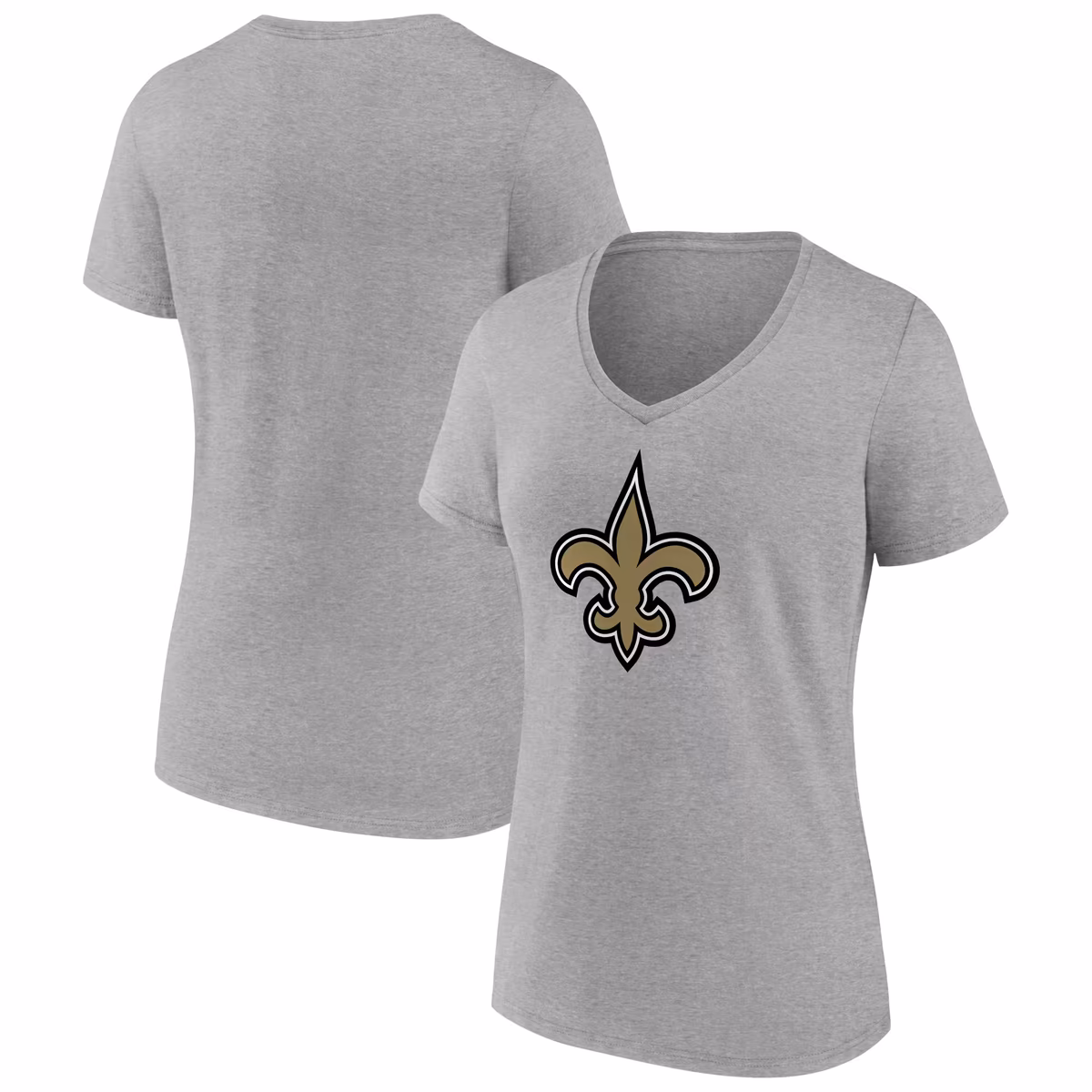 Women's Heather Gray New Orleans Saints Primary Team Logo V-Neck T-Shirt 11 Women's Heather Gray New Orleans Saints Primary Team Logo V-Neck T-Shirt