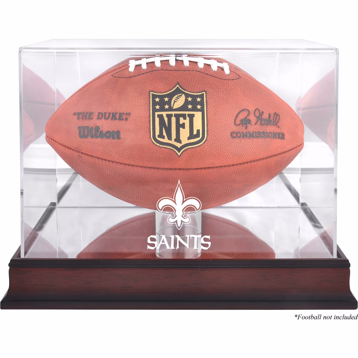 New Orleans Saints Mahogany Football Logo Display Case with Mirror Back