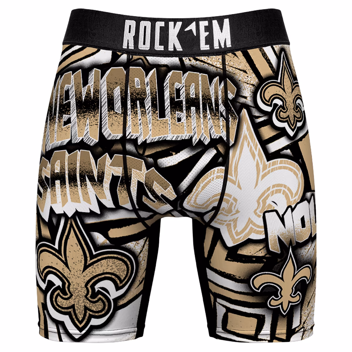 Men's Rock Em Black New Orleans Saints Sketched Out Boxer Briefs 2 Men's Rock Em Black New Orleans Saints Sketched Out Boxer Briefs