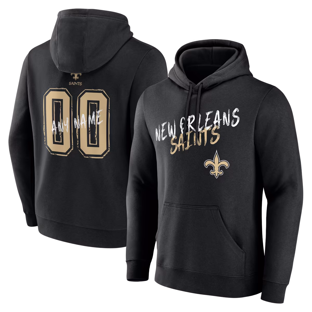 Men's Black New Orleans Saints Hustle Personalized Name & Number Hoodie 2 Men's Black New Orleans Saints Hustle Personalized Name & Number Hoodie