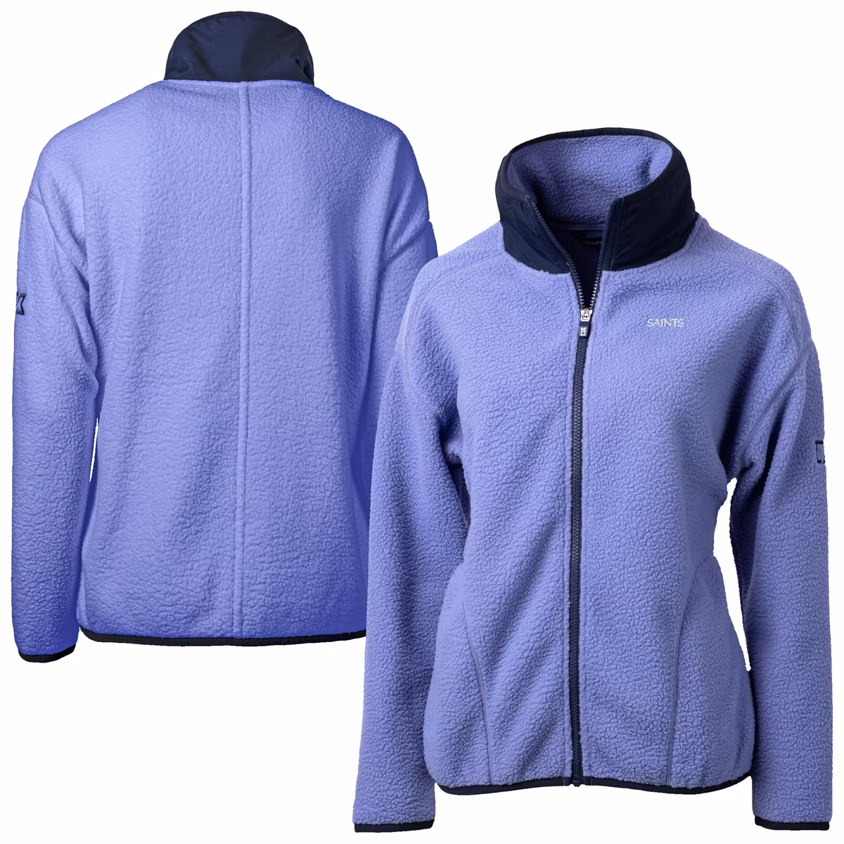 Women's Cutter & Buck Purple New Orleans Saints Cascade Eco Fleece Full-Zip Jacket