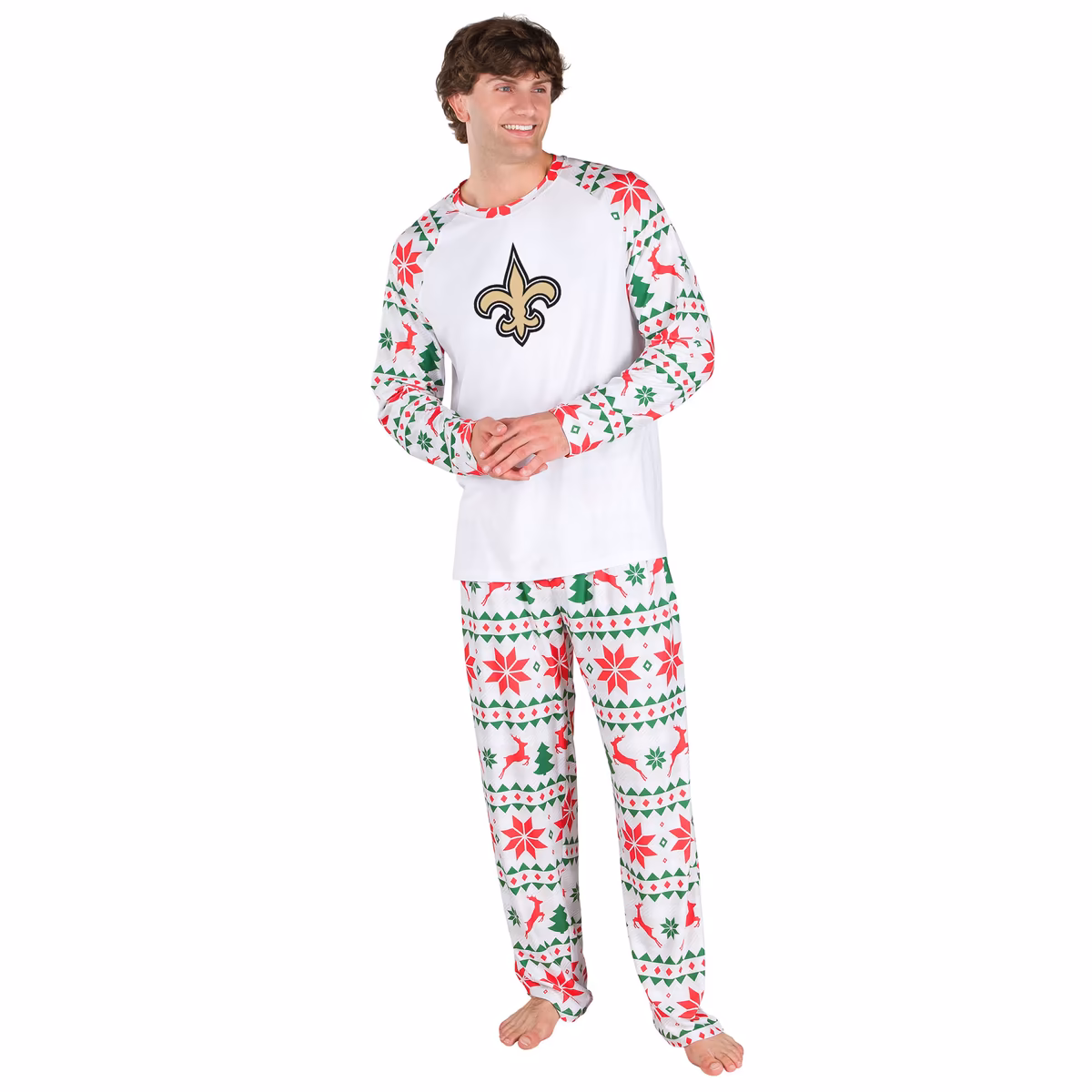 Men's Concepts Sport White New Orleans Saints Tidings All-Over Print Knit Long Sleeve Top & Pants Set 2 Men's Concepts Sport White New Orleans Saints Tidings All-Over Print Knit Long Sleeve Top & Pants Set
