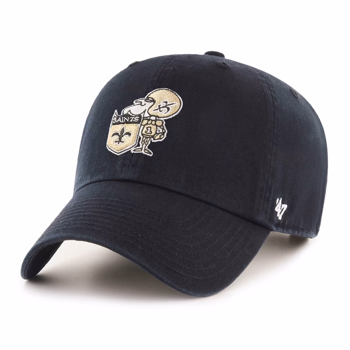 Men's '47 Black New Orleans Saints Historic Logo Clean Up Adjustable Hat 7 Men's '47 Black New Orleans Saints Historic Logo Clean Up Adjustable Hat