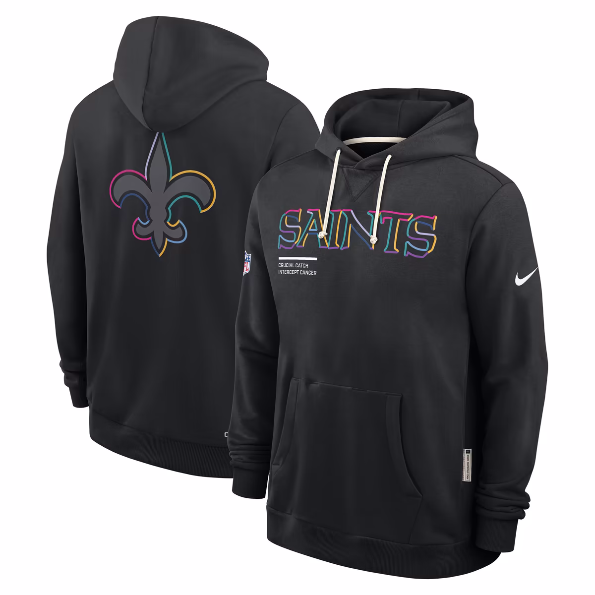 Men's Nike Black New Orleans Saints 2025 NFL Crucial Catch Sideline Standard Issue Dri-FIT Hoodie 5 Men's Nike Black New Orleans Saints 2025 NFL Crucial Catch Sideline Standard Issue Dri-FIT Hoodie