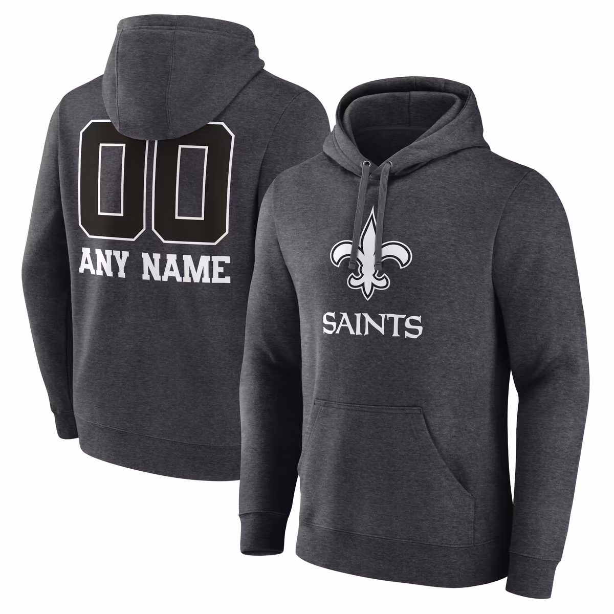 Men's Charcoal New Orleans Saints Personalized Name & Number Monochrome Pullover Hoodie 3 Men's Charcoal New Orleans Saints Personalized Name & Number Monochrome Pullover Hoodie