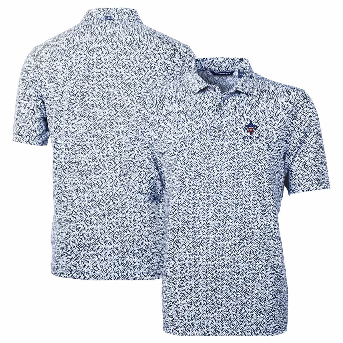 Men's Cutter & Buck Blue New Orleans Saints Virtue Eco Pique Botanical Print Recycled Polo 2 Men's Cutter & Buck Blue New Orleans Saints Virtue Eco Pique Botanical Print Recycled Polo