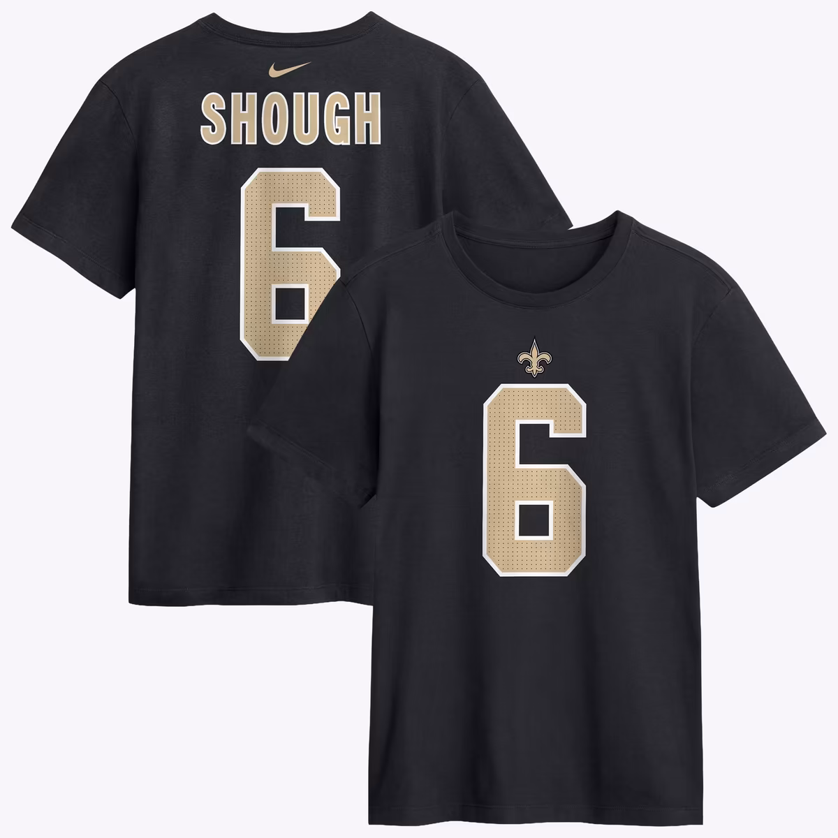 Men's Nike Tyler Shough Black New Orleans Saints Name & Number T-Shirt