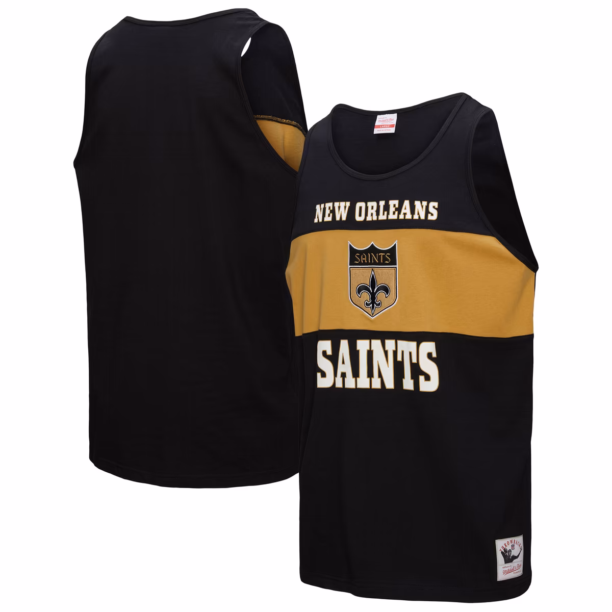 Men's Mitchell & Ness Black New Orleans Saints Retro Colorblock Tank Top 9 Men's Mitchell & Ness Black New Orleans Saints Retro Colorblock Tank Top