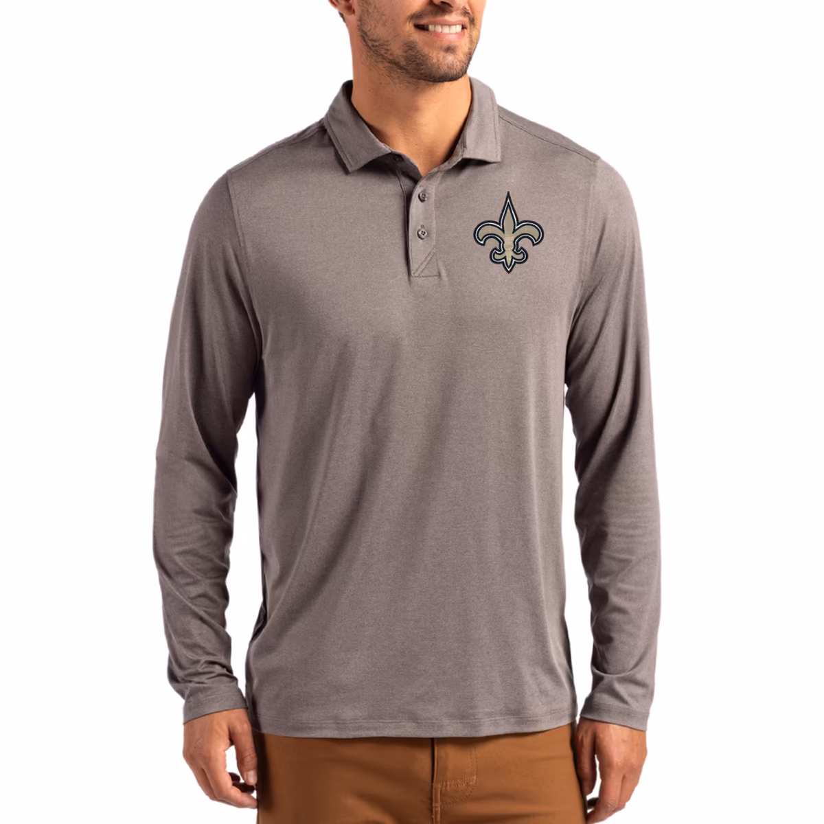 Men's Cutter & Buck Charcoal New Orleans Saints Coastline Epic Comfort Eco Recycled Polo