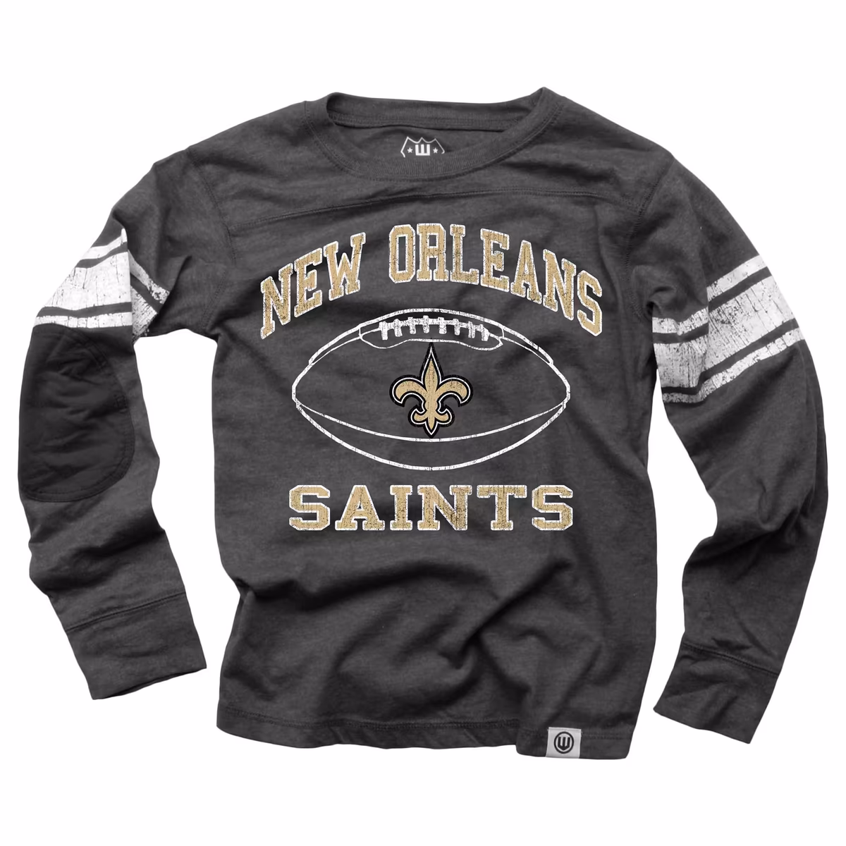 Youth Wes & Willy Black New Orleans Saints Football Long Sleeve T-Shirt 1 Youth Wes & Willy Black New Orleans Saints Football Long Sleeve T-Shirt