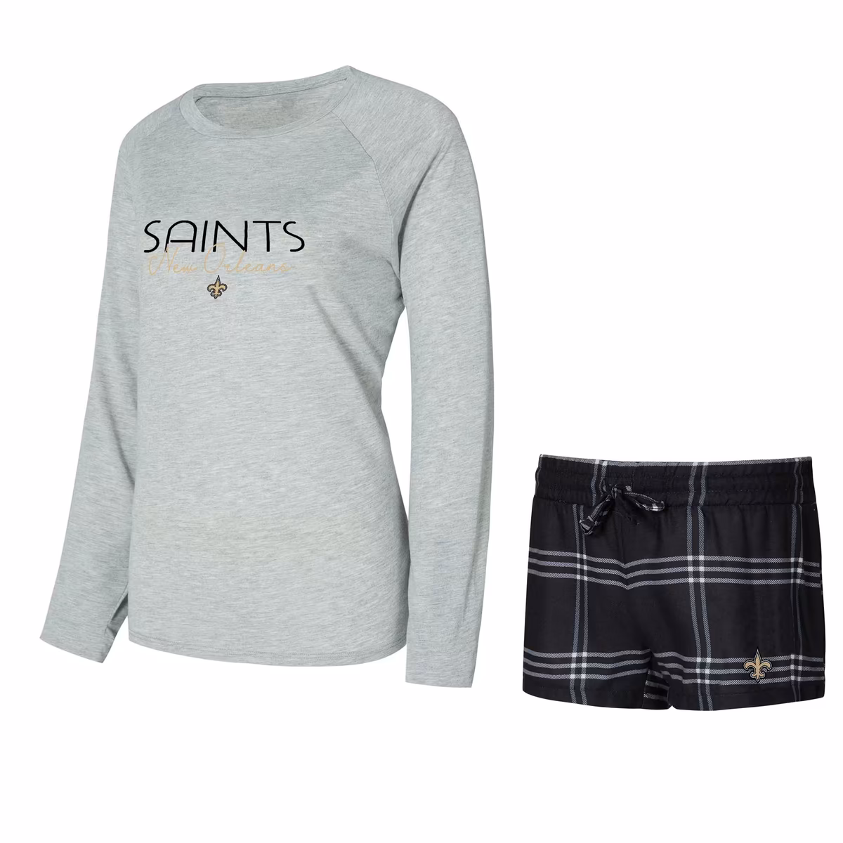 Women's Concepts Sport New Orleans Saints Petition Raglan Long Sleeve Top & Shorts Set 6 Women's Concepts Sport New Orleans Saints Petition Raglan Long Sleeve Top & Shorts Set