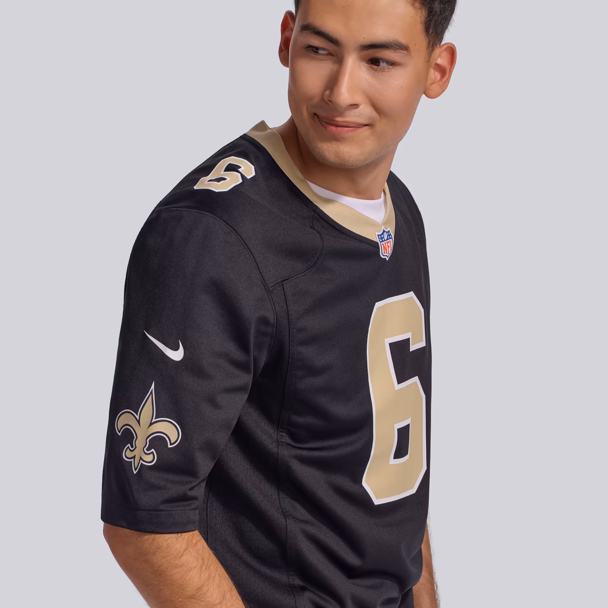 Men's Nike Tyler Shough Black New Orleans Saints Game Jersey 10 Men's Nike Tyler Shough Black New Orleans Saints Game Jersey