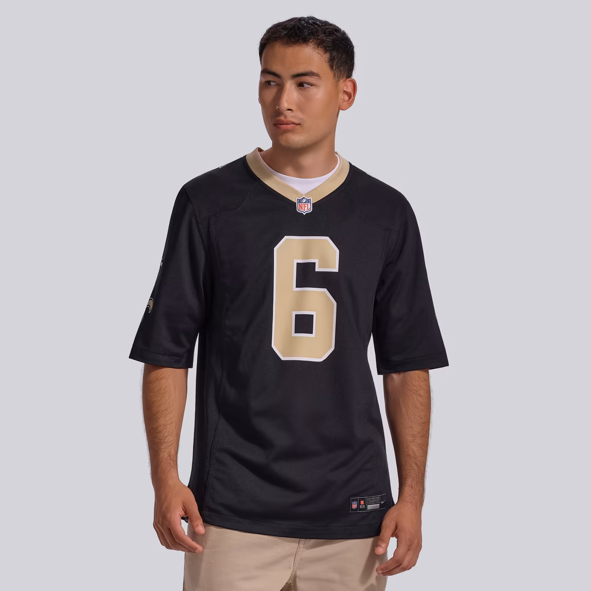 Men's Nike Tyler Shough Black New Orleans Saints Game Jersey 3 Men's Nike Tyler Shough Black New Orleans Saints Game Jersey