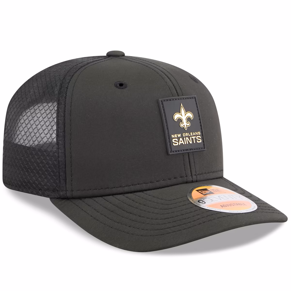 Men's New Era Black New Orleans Saints 2025 Sideline 9SEVENTY Trucker Adjustable Hat 4 Men's New Era Black New Orleans Saints 2025 Sideline 9SEVENTY Trucker Adjustable Hat