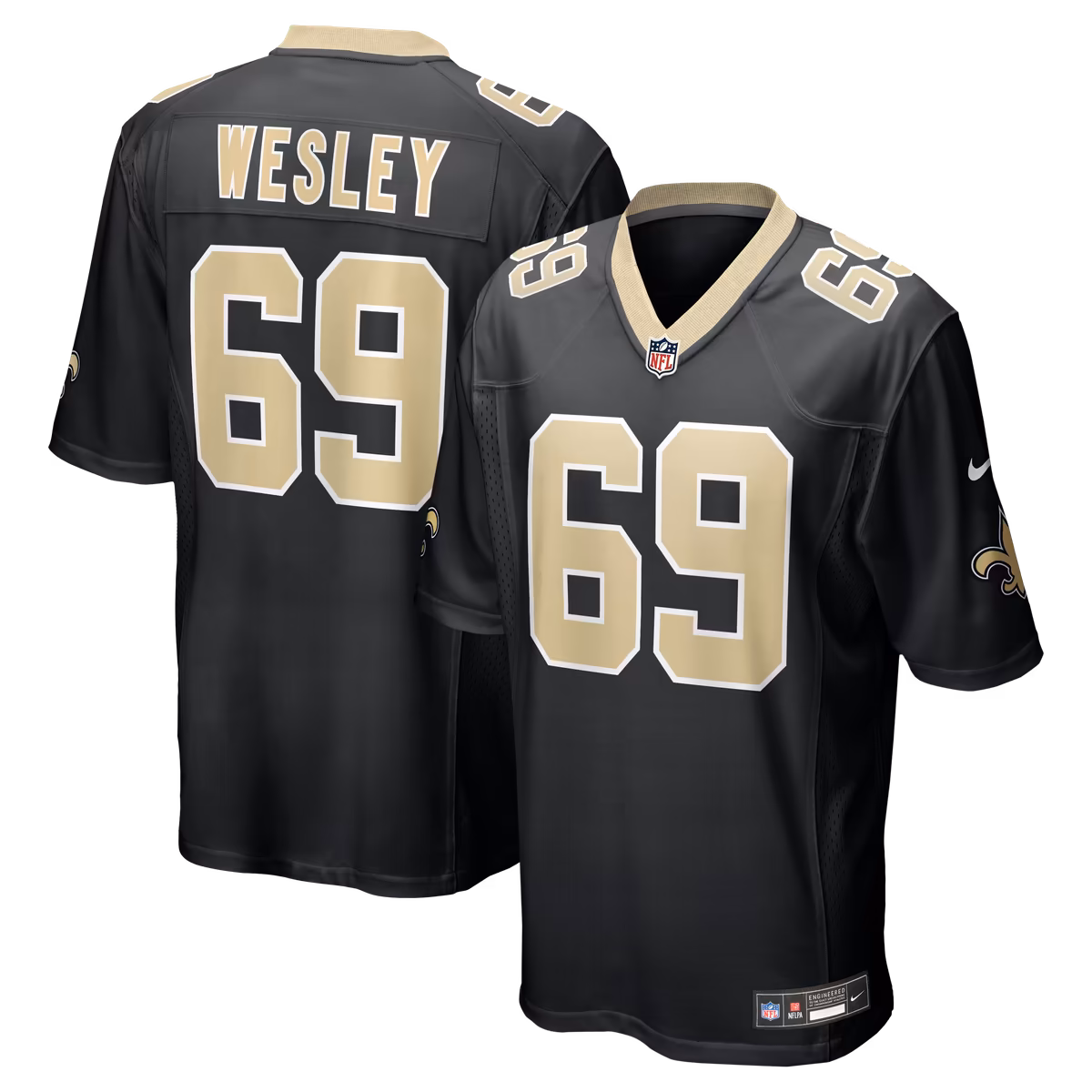 Men's Nike Barry Wesley Black New Orleans Saints Team Game Jersey 12 Men's Nike Barry Wesley Black New Orleans Saints Team Game Jersey