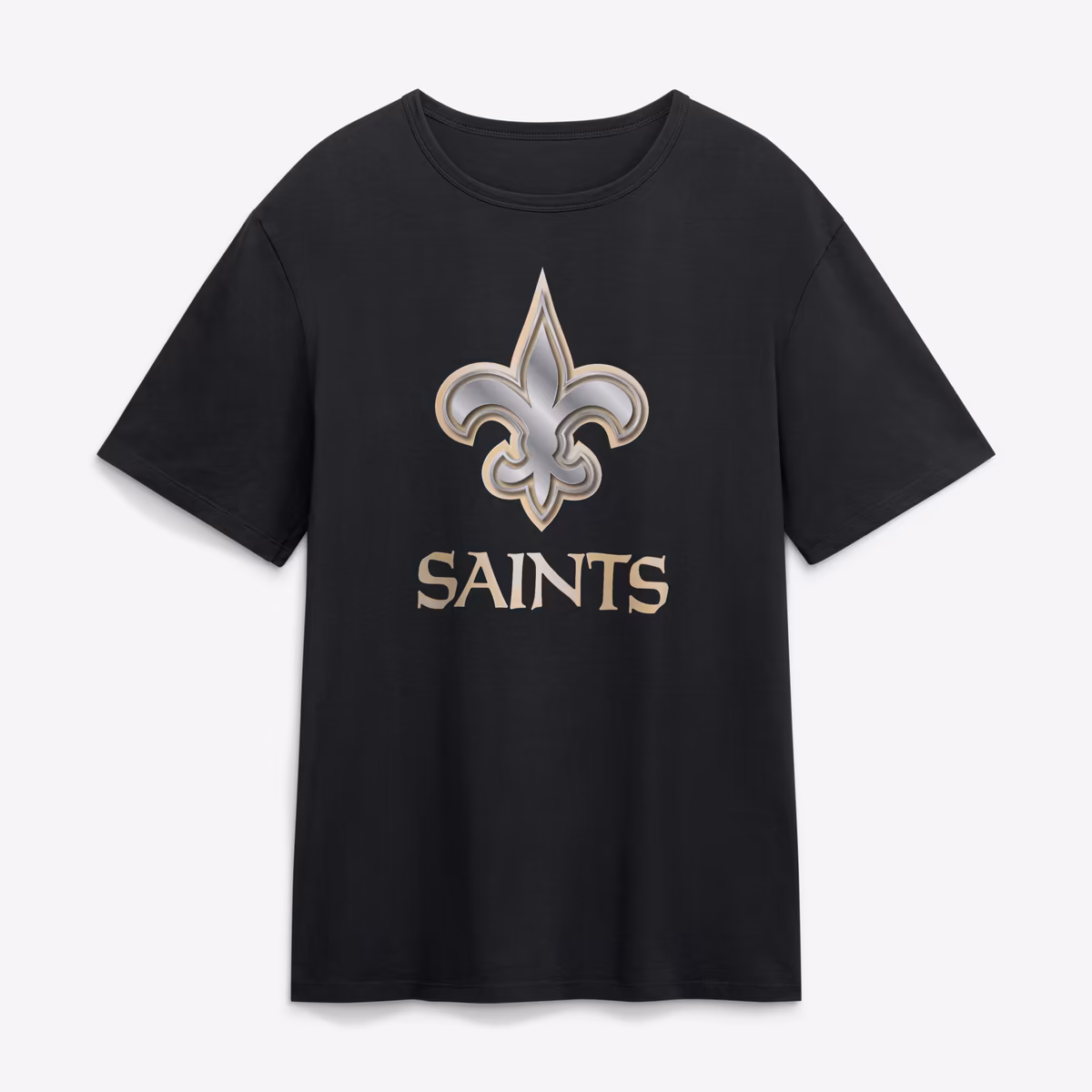 Men's Black New Orleans Saints Big & Tall Metallic Mascot Personalized Name & Number T-Shirt 3 Men's Black New Orleans Saints Big & Tall Metallic Mascot Personalized Name & Number T-Shirt