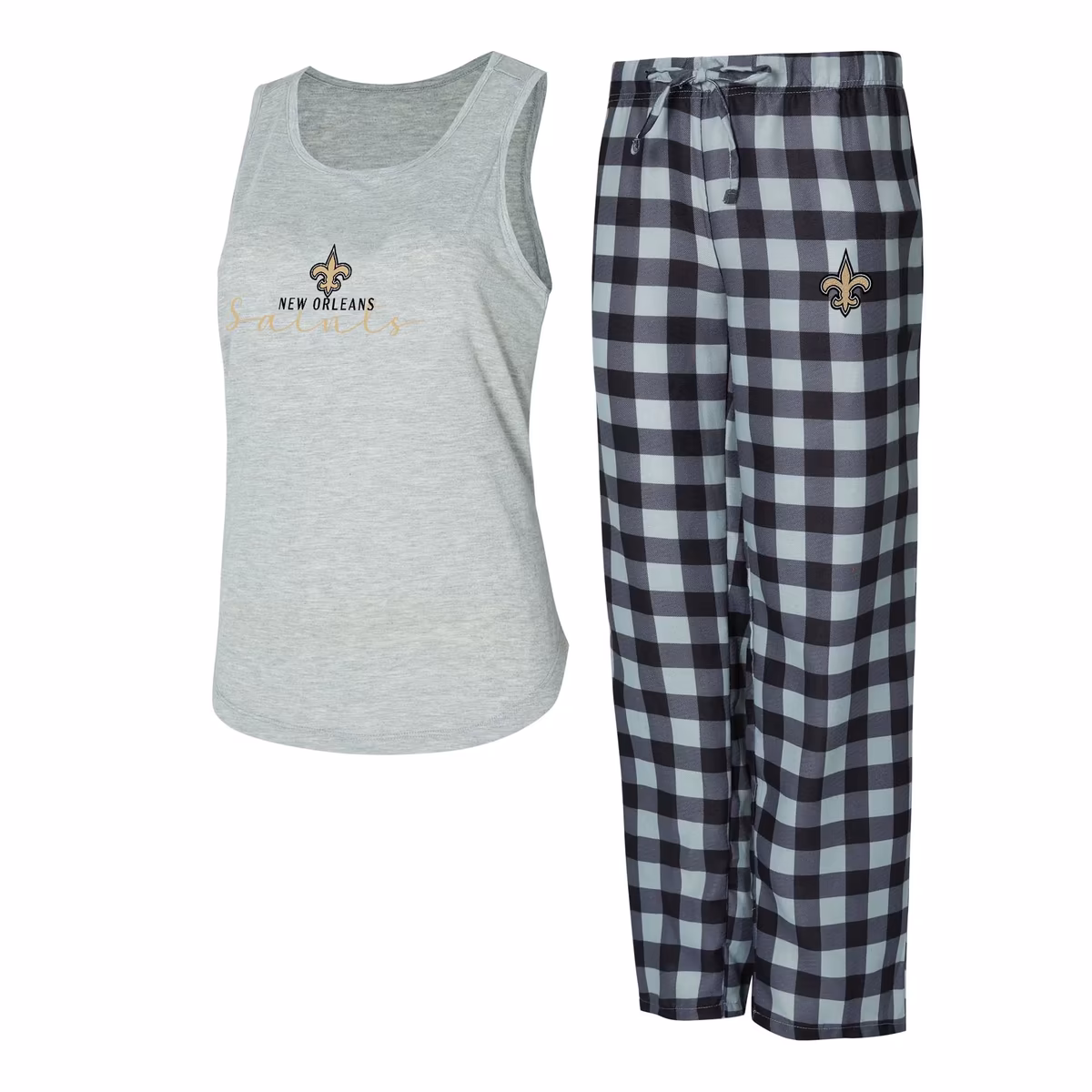Women's Concepts Sport Gray/Black New Orleans Saints Petition Tank Top and Pants Sleep Set 9 Women's Concepts Sport Gray/Black New Orleans Saints Petition Tank Top and Pants Sleep Set