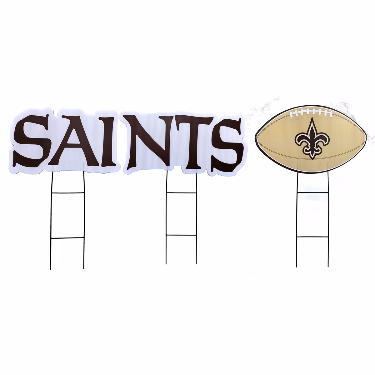 Pegasus New Orleans Saints Wordmark and Football Three-Piece Yard Sign Set 2 Pegasus New Orleans Saints Wordmark and Football Three-Piece Yard Sign Set