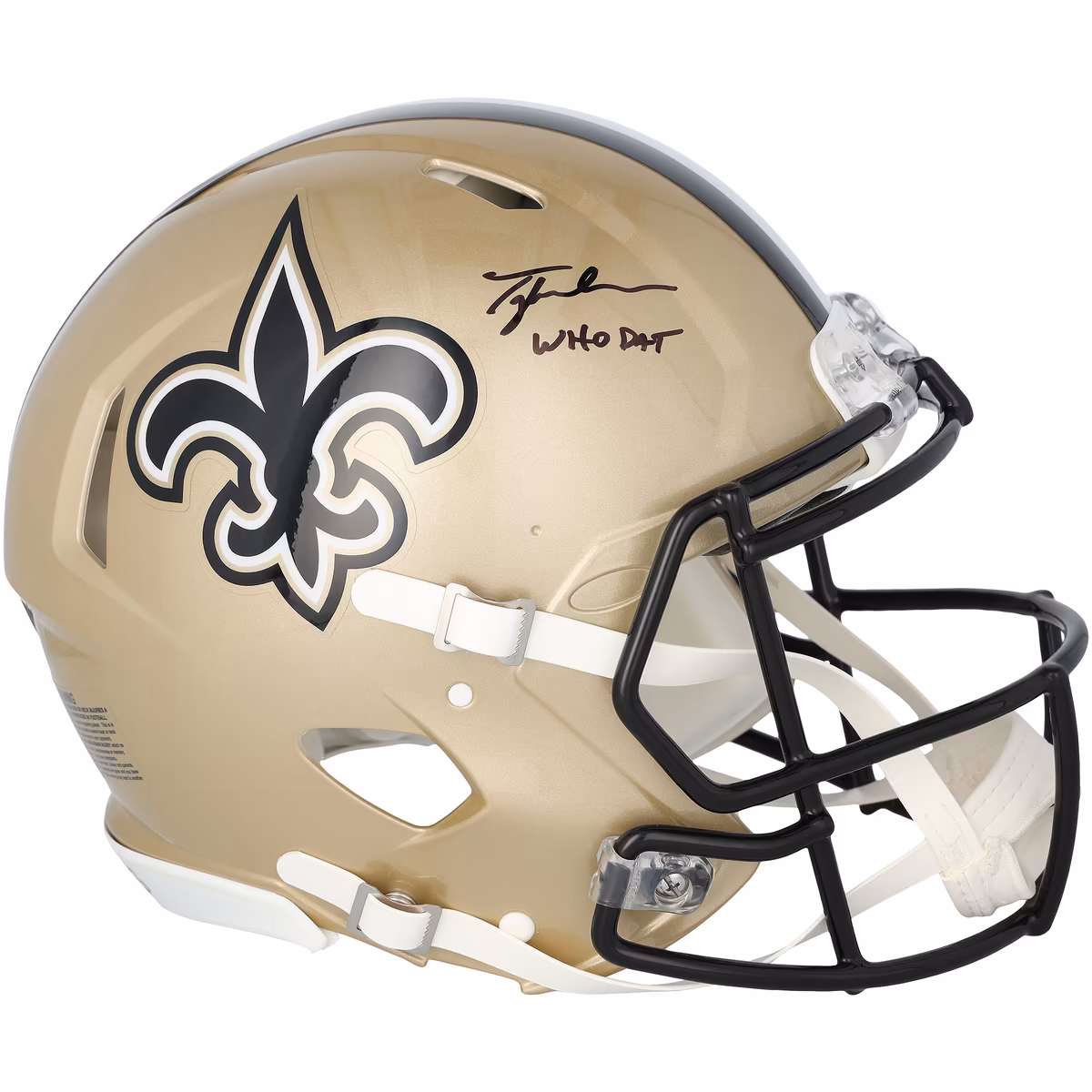 Tyler Shough New Orleans Saints Autographed Riddell Speed Authentic Helmet with "Who Dat" Inscription