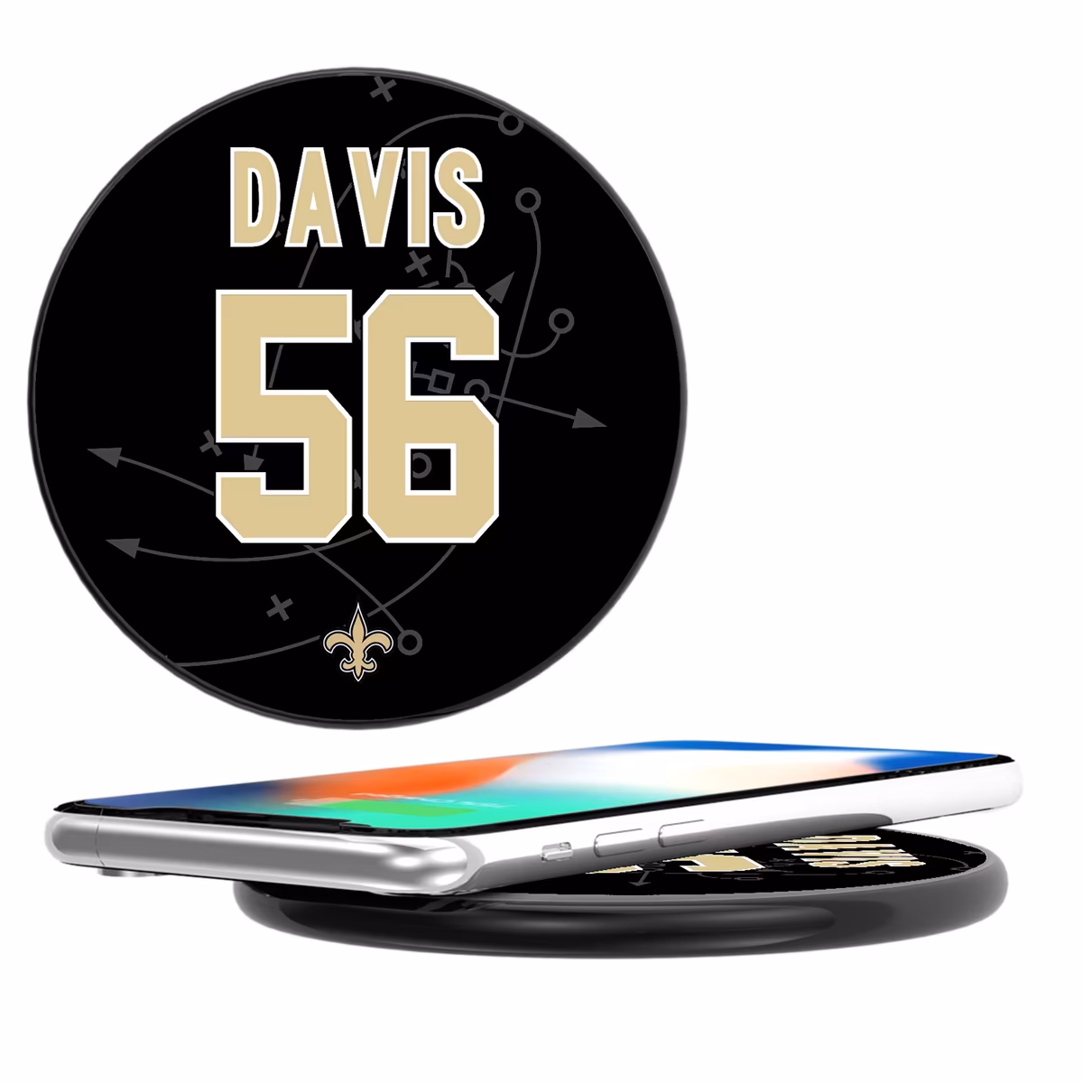 Keyscaper Demario Davis Black New Orleans Saints Wireless Charging Station 1 Keyscaper Demario Davis Black New Orleans Saints Wireless Charging Station