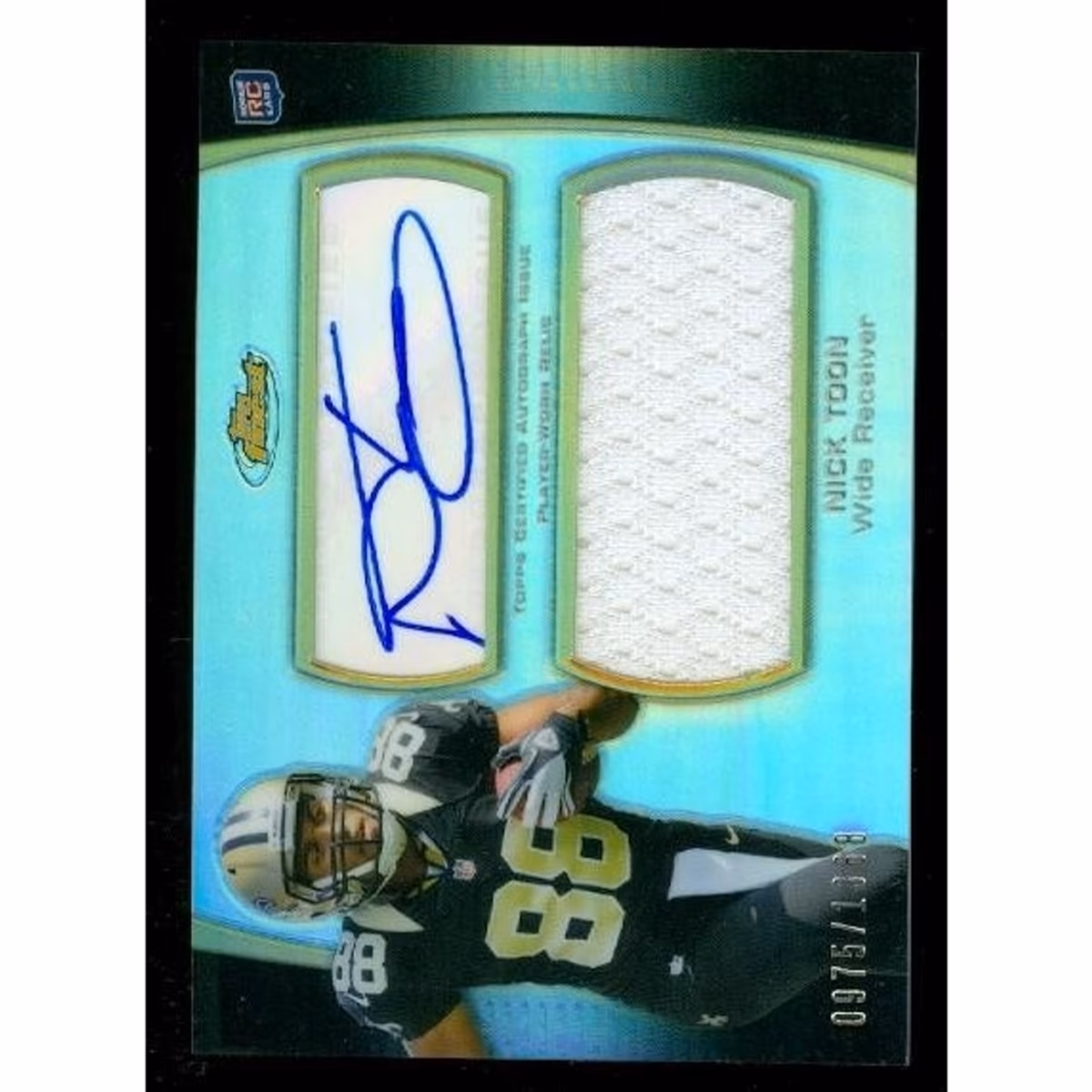 2012 Finest Jumbo Jersey Autographs Refractors #AJRNT Nick Toon/1368