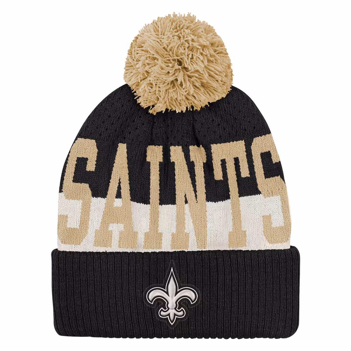 Youth Outerstuff  Black New Orleans Saints Modern Fan Cuffed Knit Hat with Pom