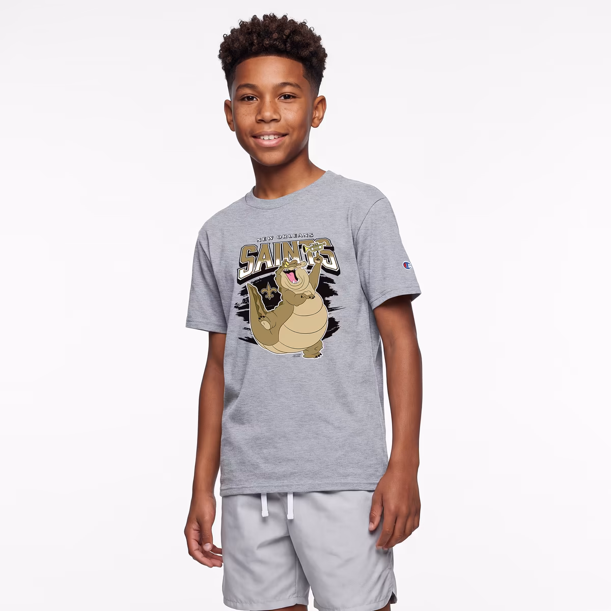 Youth Disney x Champion Heather Gray New Orleans Saints Louis T-Shirt