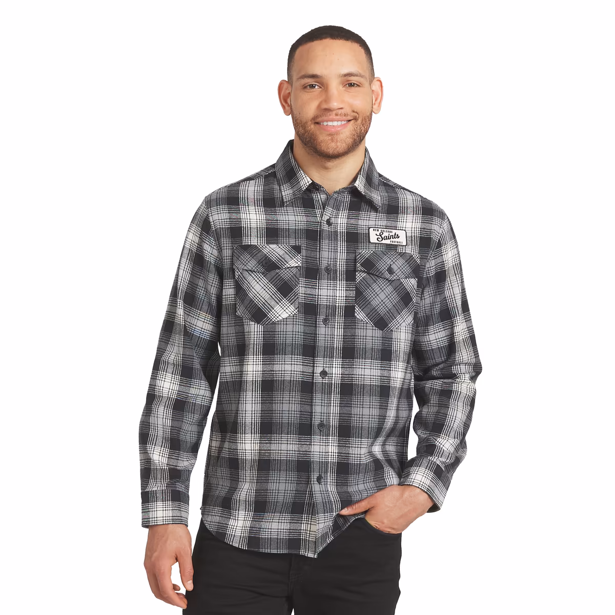 Men's Darius Rucker Collection by Fanatics Black New Orleans Saints Plaid Button-Up Flannel Shirt 6 Men's Darius Rucker Collection by Fanatics Black New Orleans Saints Plaid Button-Up Flannel Shirt