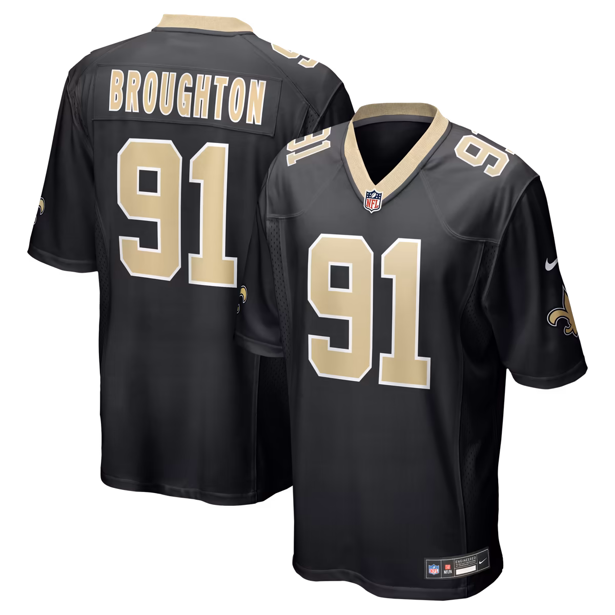Men's Nike Vernon Broughton Black New Orleans Saints Team Game Jersey 2 Men's Nike Vernon Broughton Black New Orleans Saints Team Game Jersey