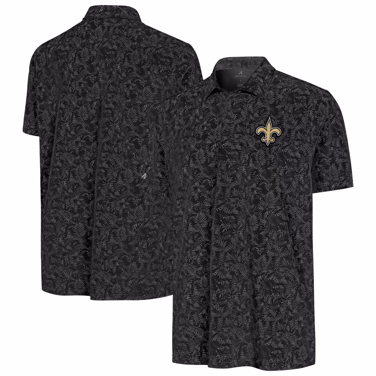 Men's Antigua Black New Orleans Saints Lush Polo