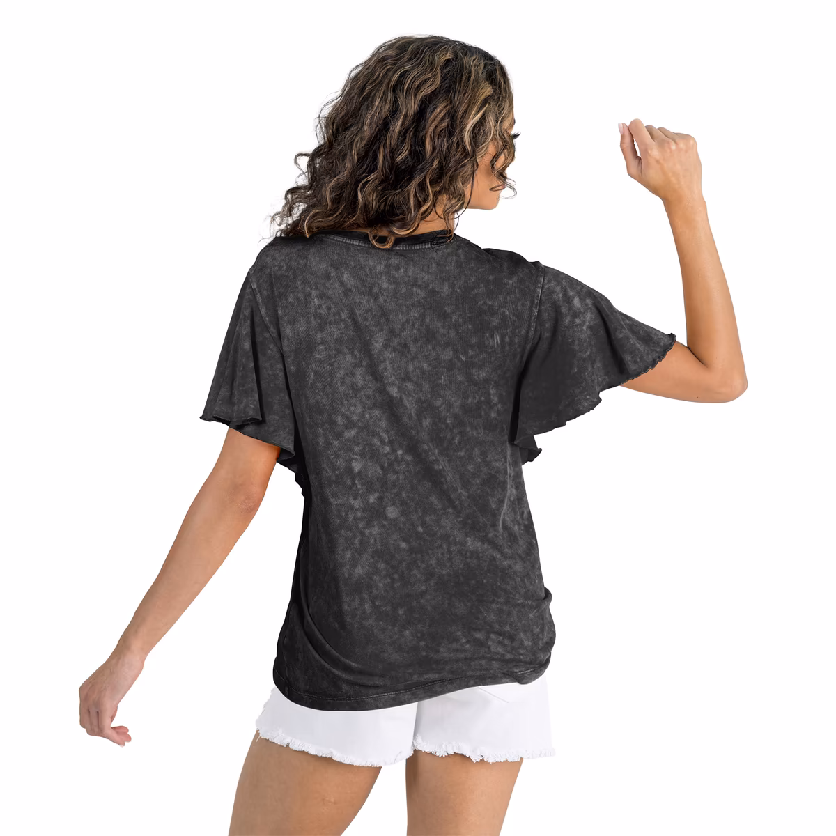 Women's Gameday Couture Black New Orleans Saints Relaxed Flutter Sleeve T-Shirt 4 Women's Gameday Couture Black New Orleans Saints Relaxed Flutter Sleeve T-Shirt