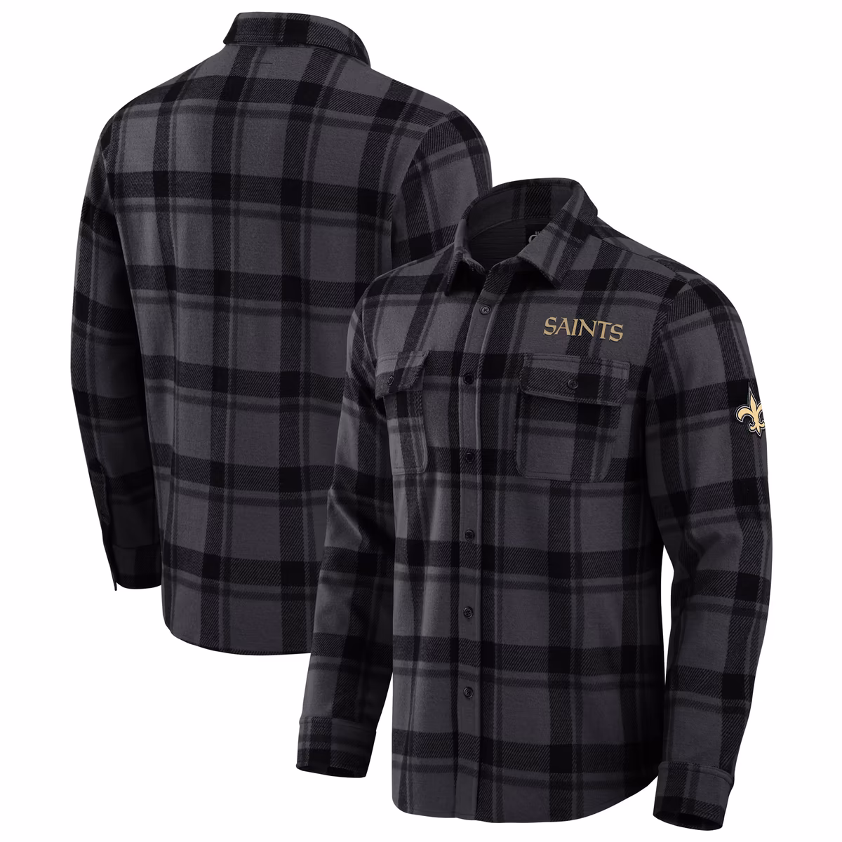 Men's Darius Rucker Collection by Fanatics Black New Orleans Saints Relaxed Tri-Blend Plaid Button-Up Shirt 2 Men's Darius Rucker Collection by Fanatics Black New Orleans Saints Relaxed Tri-Blend Plaid Button-Up Shirt
