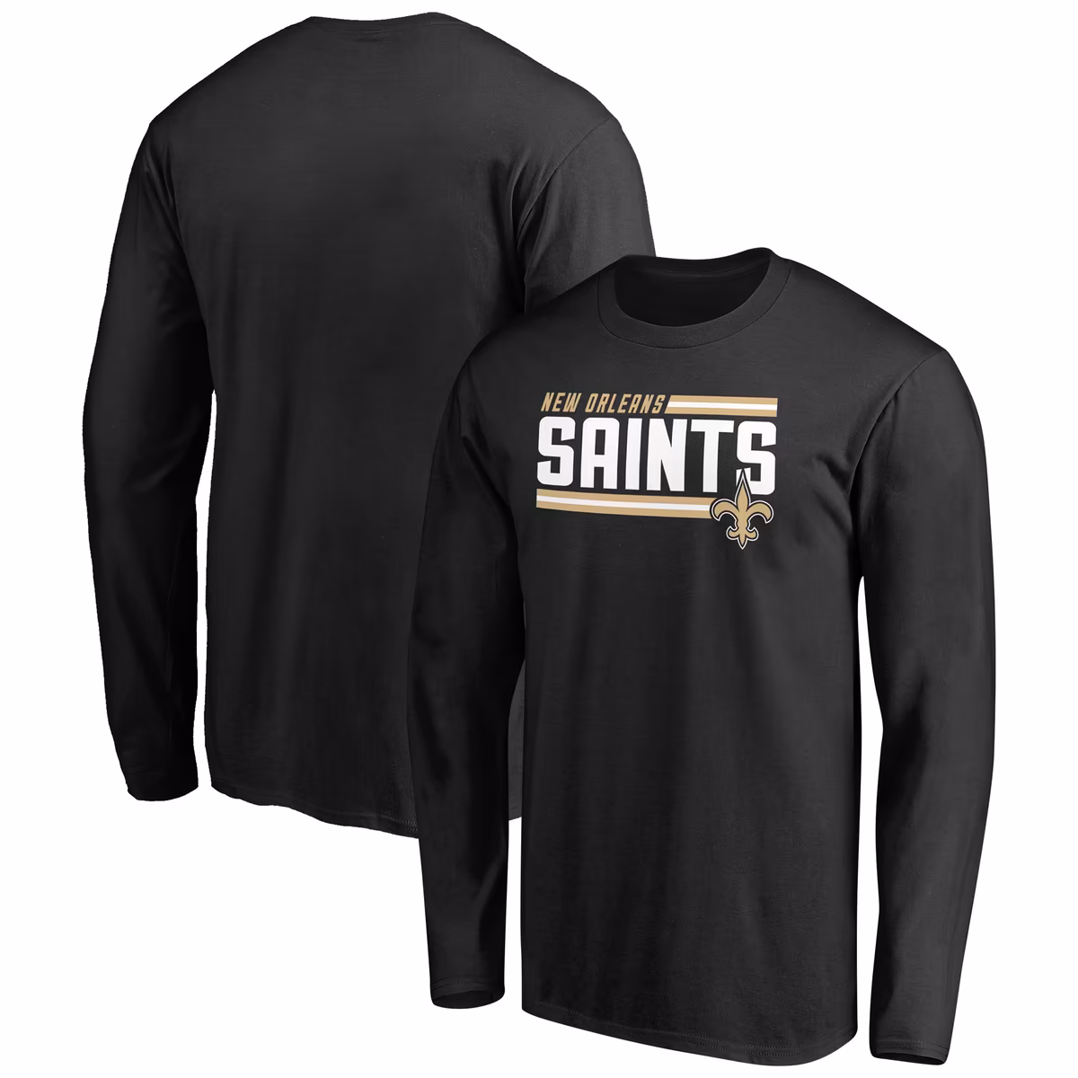 Men's Black New Orleans Saints Iconic Collection On Side Stripe Long Sleeve T-Shirt