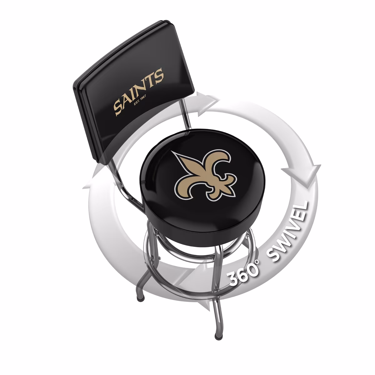 Imperial Black New Orleans Saints Chrome Bar Stool 3 Imperial Black New Orleans Saints Chrome Bar Stool