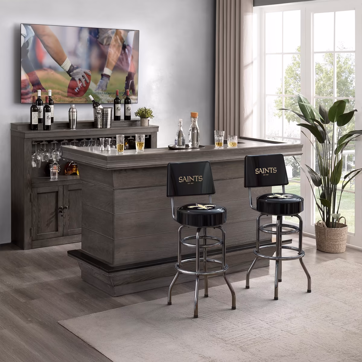 Imperial Black New Orleans Saints Chrome Bar Stool 4 Imperial Black New Orleans Saints Chrome Bar Stool