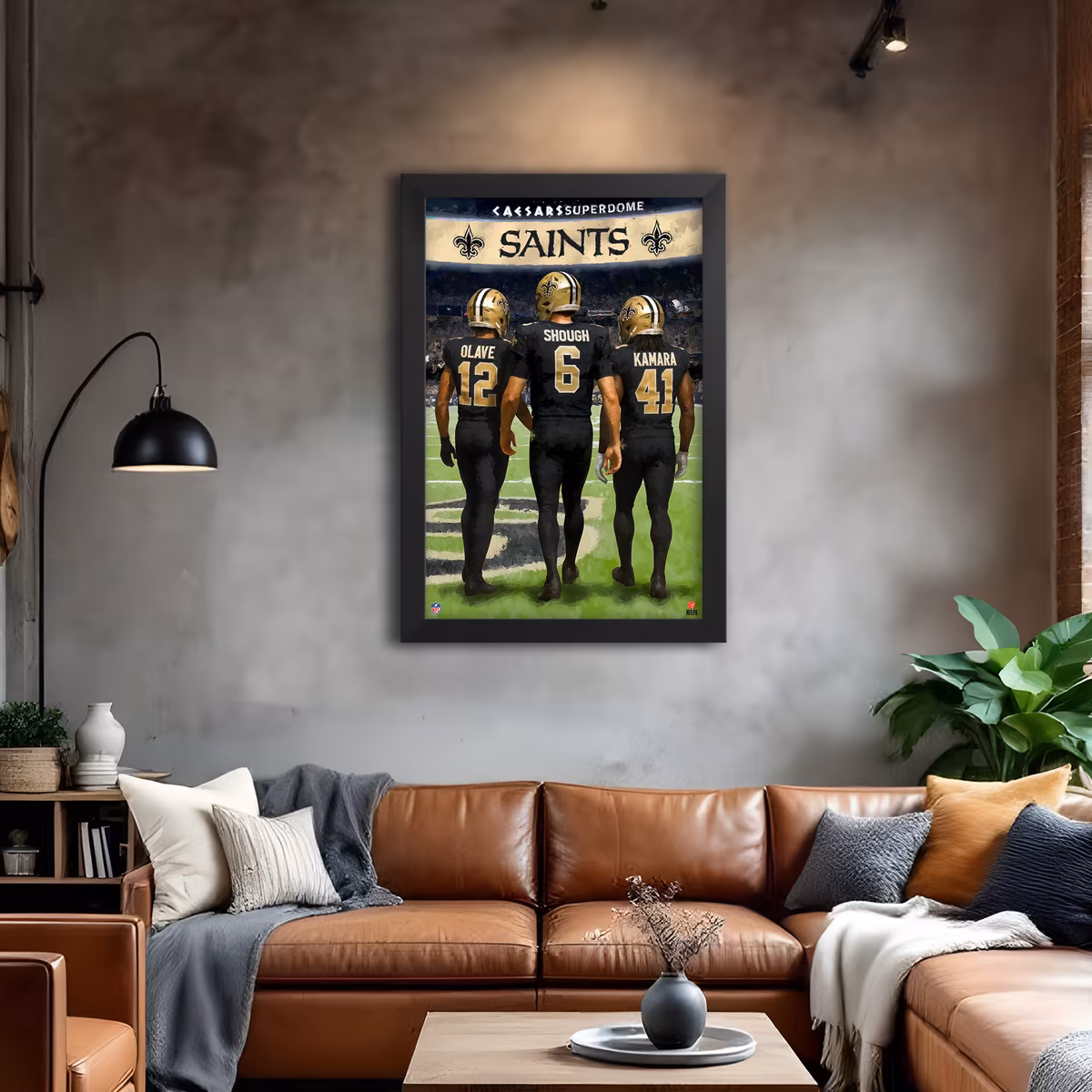 New Orleans Saints Alvin Kamara, Chris Olave & Tyler Shough 14" x 20" Three-Player Framed Print 3 New Orleans Saints Alvin Kamara, Chris Olave & Tyler Shough 14" x 20" Three-Player Framed Print