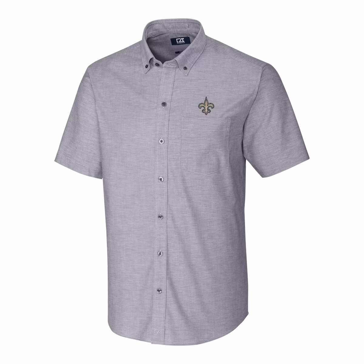 Men's Cutter & Buck Charcoal New Orleans Saints Stretch Oxford Short Sleeve Woven Button Down Shirt 8 Men's Cutter & Buck Charcoal New Orleans Saints Stretch Oxford Short Sleeve Woven Button Down Shirt