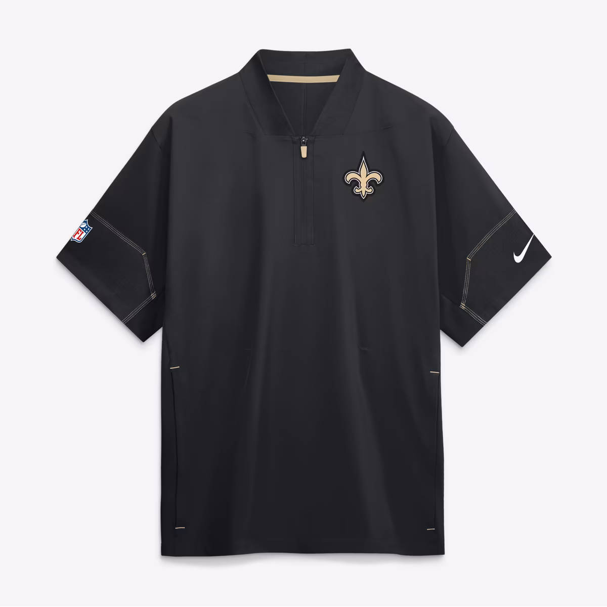 Men's Nike Black New Orleans Saints Sideline Short Sleeve Quarter-Zip Coaches Jacket 12 Men's Nike Black New Orleans Saints Sideline Short Sleeve Quarter-Zip Coaches Jacket
