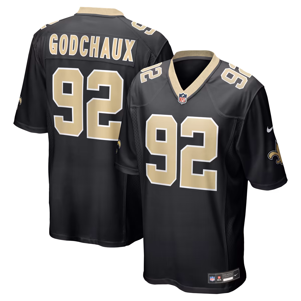 Men's Nike Davon Godchaux  Black New Orleans Saints Team Game Jersey