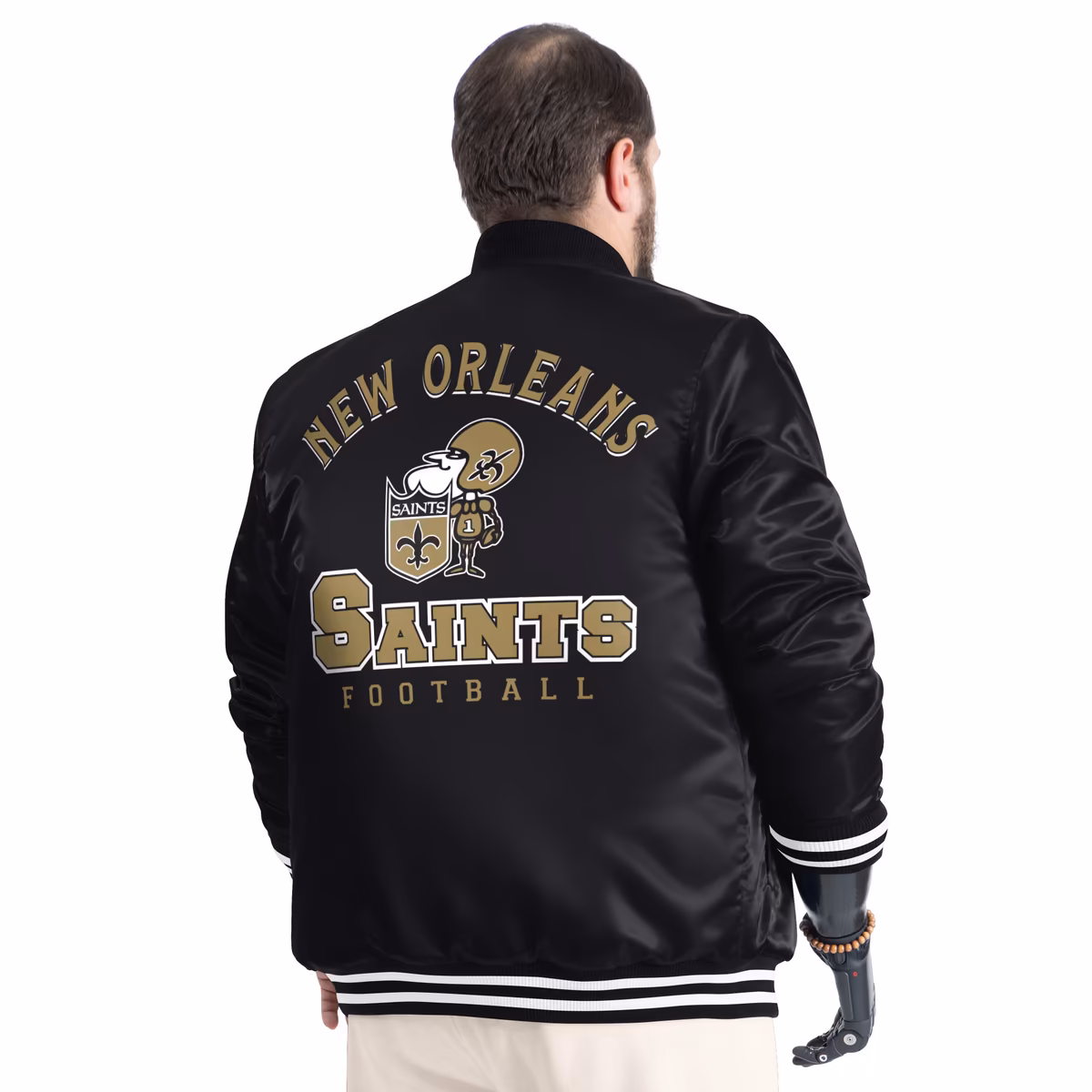 Men's G-III Sports by Carl Banks Black New Orleans Saints Tossback Adaptive Satin Full-Snap Varsity Jacket 3 Men's G-III Sports by Carl Banks Black New Orleans Saints Tossback Adaptive Satin Full-Snap Varsity Jacket