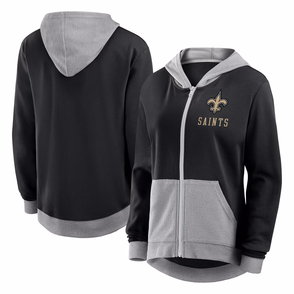 Women's Logo Athletic Black New Orleans Saints Hit It French Terry Full-Zip Hoodie 8 Women's Logo Athletic Black New Orleans Saints Hit It French Terry Full-Zip Hoodie