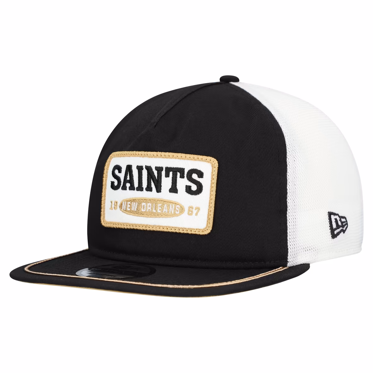 Men's New Era Black/White New Orleans Saints Patch 19TWENTY Adjustable Hat