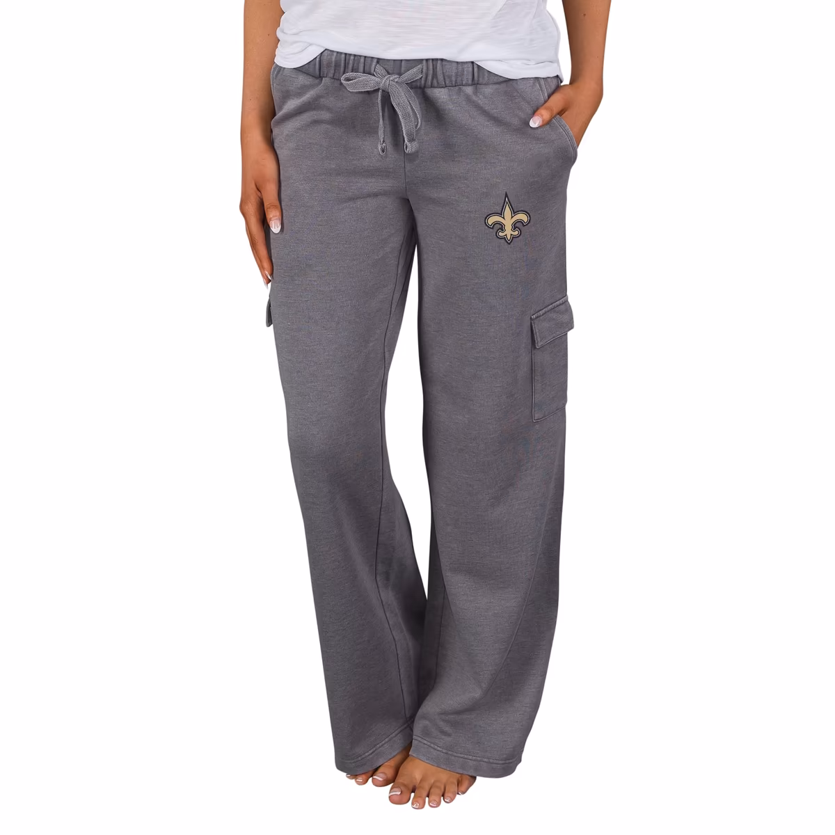 Women's Concepts Sport Charcoal New Orleans Saints Trackside Cargo Pants 2 Women's Concepts Sport Charcoal New Orleans Saints Trackside Cargo Pants