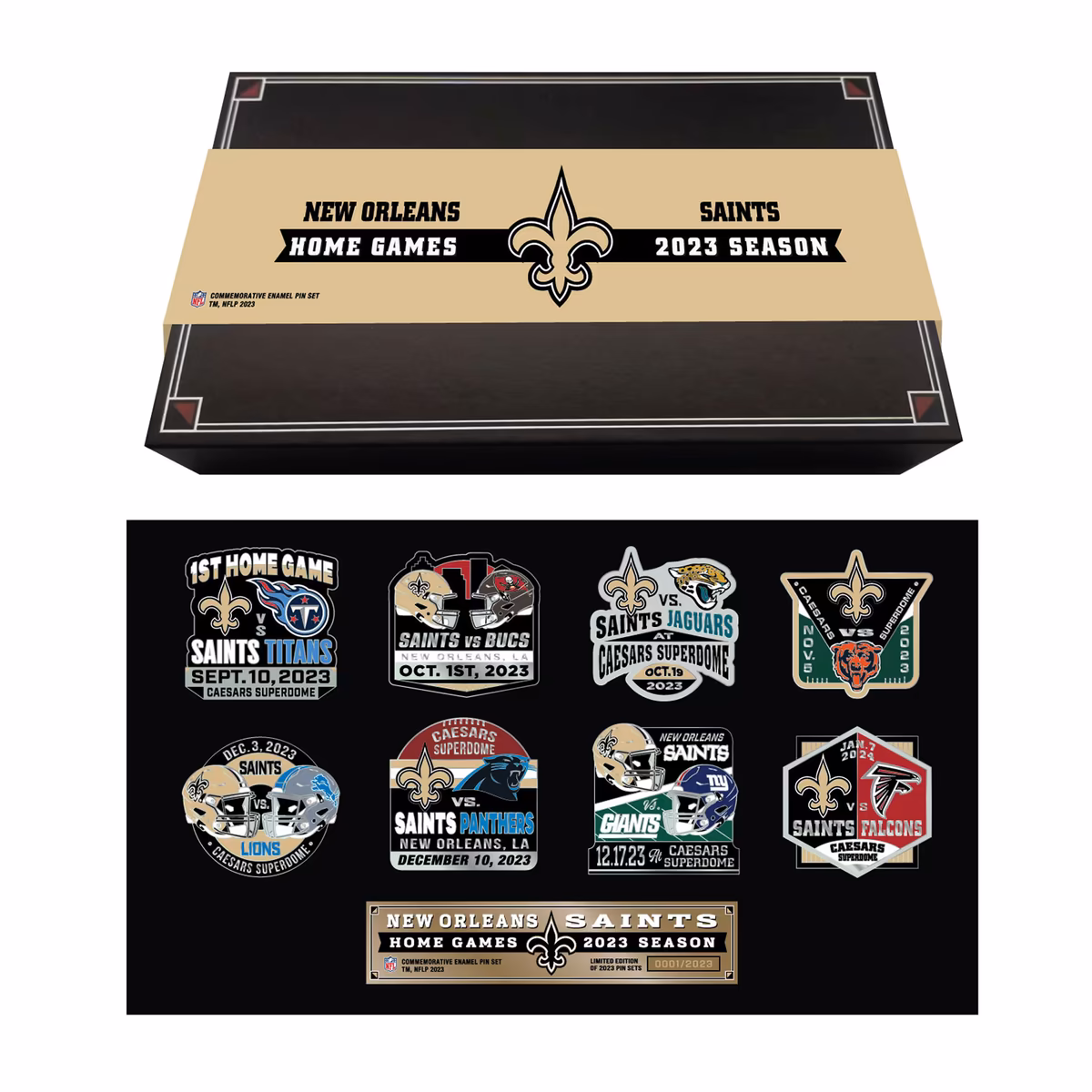 MOJO New Orleans Saints 2023 Game Day Pin Collector Set 9 MOJO New Orleans Saints 2023 Game Day Pin Collector Set