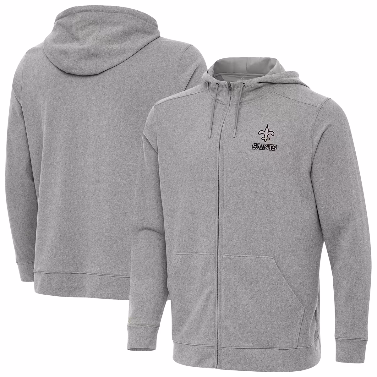 Men's Antigua Heather Gray New Orleans Saints Effortless Full-Zip Hoodie Jacket 9 Men's Antigua Heather Gray New Orleans Saints Effortless Full-Zip Hoodie Jacket