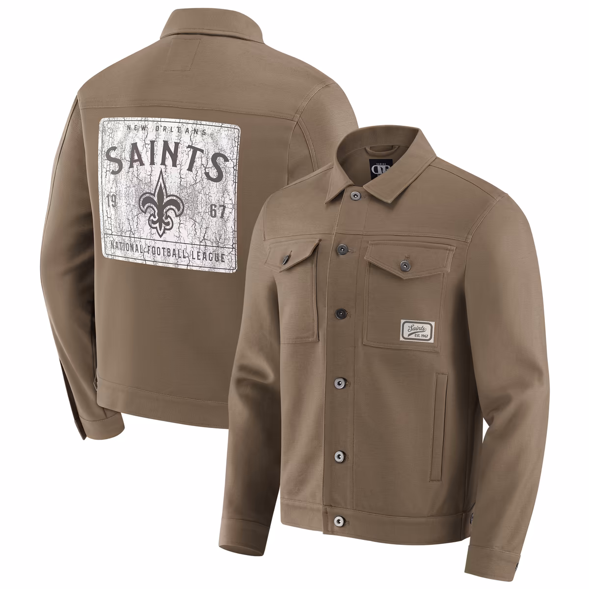 Men's Darius Rucker Collection by Fanatics Tan New Orleans Saints Trucker Full-Button Jacket