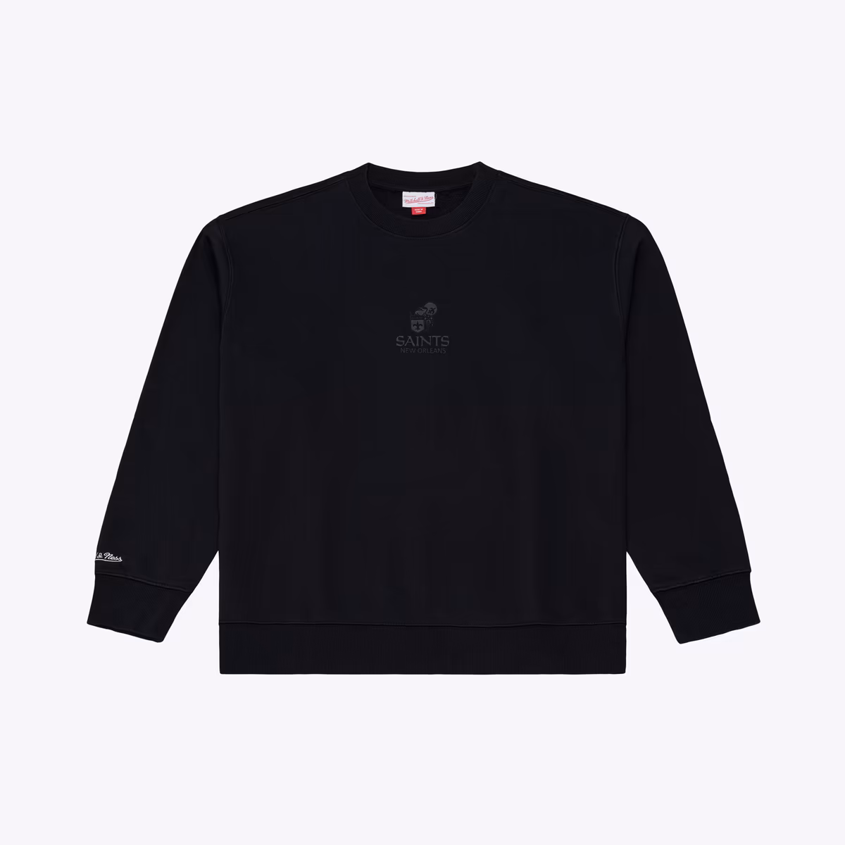 Men's Mitchell & Ness Black New Orleans Saints Core Essentials Micro Logo Fleece Sweatshirt