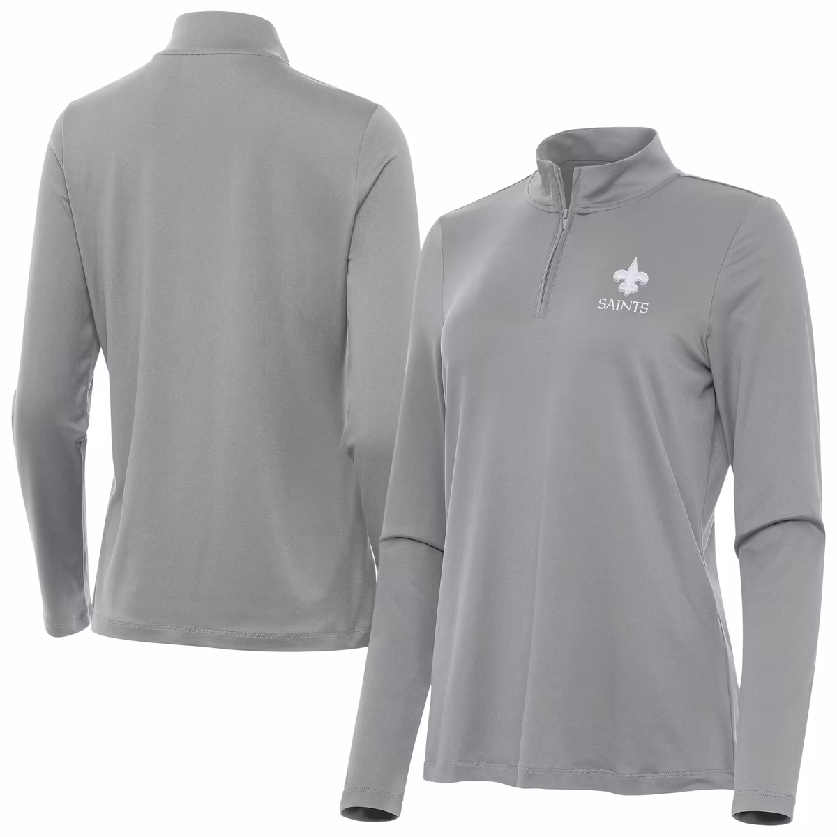 Women's Antigua Gray New Orleans Saints Reprocess Quarter-Zip Top 2 Women's Antigua Gray New Orleans Saints Reprocess Quarter-Zip Top